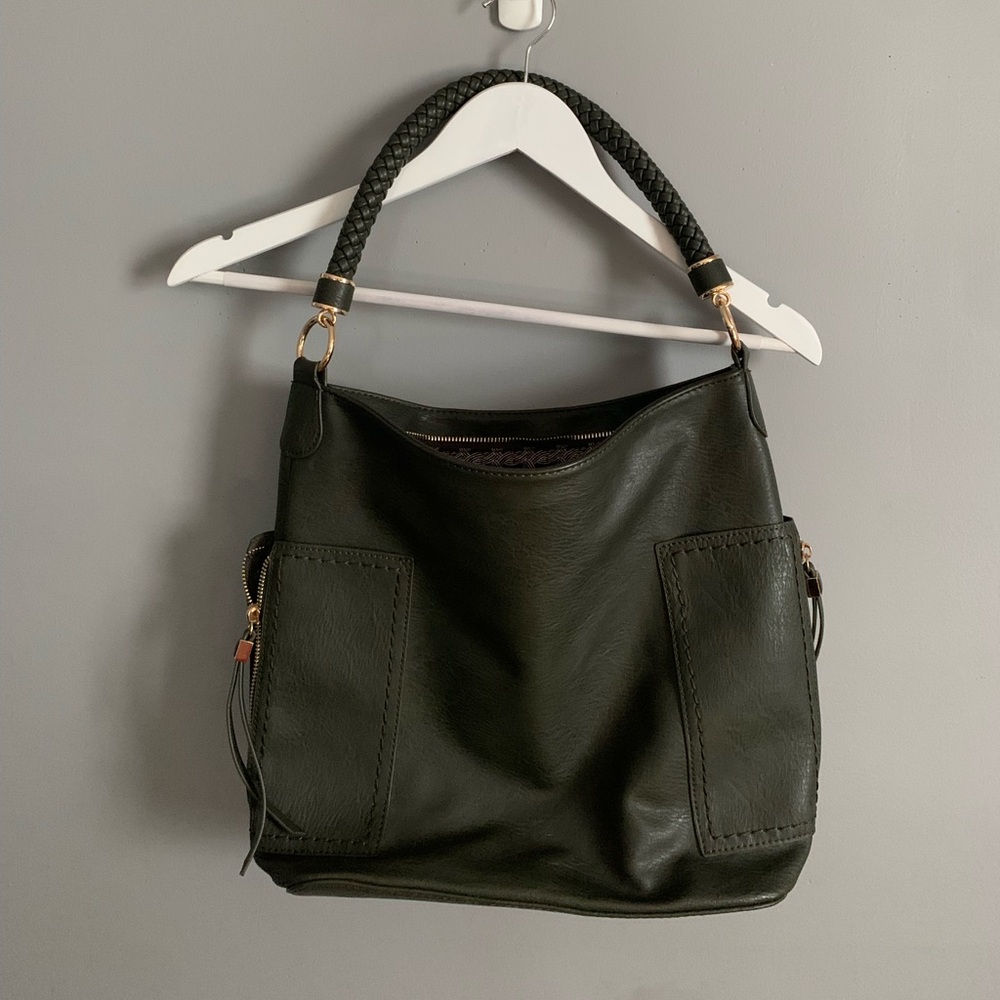 Miztique Olive Green Braided Handle Bag